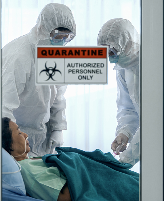 Physicians with patient in quarantine